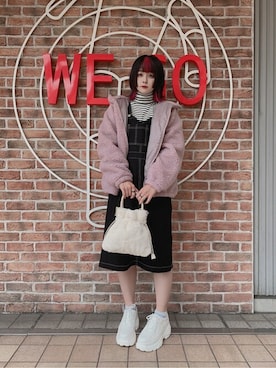 「WEGO（ウィゴー）のアイテム（ジャンパースカート）」を使った、WEGOさん（レディース・159cm）の秋コーディネート