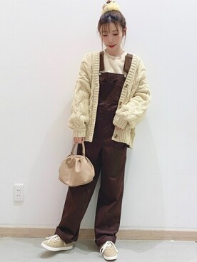 「シュシュ」｜「アイテム（オールインワン・サロペット）」を使った、WEGOさん（レディース・153cm）の秋コーディネート