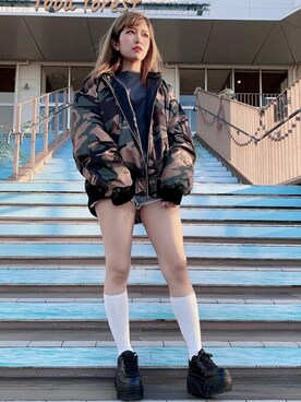 「WEGO（ウィゴー）のアイテム（MA-1）」を使った、WEGOさん（レディース・149cm）の秋コーディネート