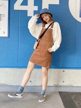 「WEGO（ウィゴー）のアイテム（ジャンパースカート）」を使った、WEGOさん（レディース・163cm）の秋コーディネート