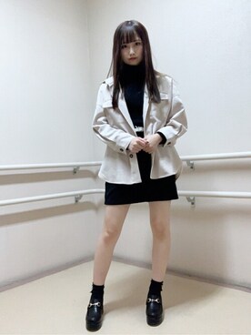 「リブニット」｜「アイテム（ミリタリージャケット）」を使った、WEGOさん（レディース・161cm）の秋コーディネート