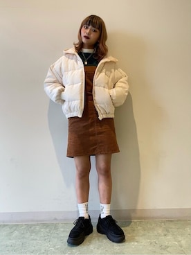 「WEGO（ウィゴー）のアイテム（ジャンパースカート）」を使った、WEGOさん（レディース・163cm）の秋コーディネート