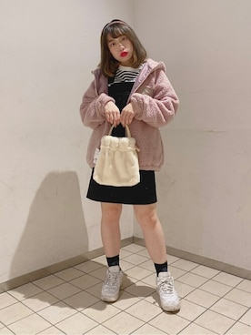 「WEGO（ウィゴー）のアイテム（ジャンパースカート）」を使った、WEGOさん（レディース・154cm）の秋コーディネート