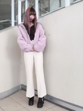 「センタープレスパンツ」｜「アイテム（ブルゾン）」を使った、WEGOさん（レディース・158cm）の秋コーディネート