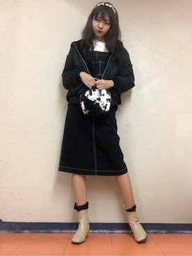 「WEGO（ウィゴー）のアイテム（ジャンパースカート）」を使った、WEGOさん（レディース・162cm）の秋コーディネート