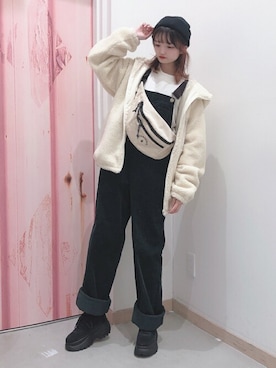 「ニットキャップ」｜「アイテム（オールインワン・サロペット）」を使った、WEGOさん（レディース・149cm）の秋コーディネート