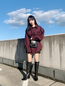 「アイテム（ミリタリージャケット、パープル系）」を使った、WEGOさん（レディース・159cm）の秋コーディネート