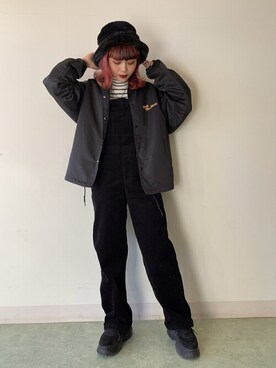 「ファー」｜「アイテム（サロペット/オーバーオール）」を使った、WEGOさん（レディース・163cm）の秋コーディネート