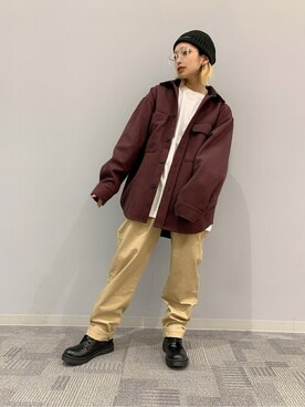 「アイテム（ミリタリージャケット、パープル系）」を使った、WEGOさん（レディース・155cm）の秋コーディネート