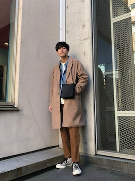 「WEGO（ウィゴー）のアイテム（チェスターコート）」を使った、WEGOさん（メンズ・177cm）の秋コーディネート