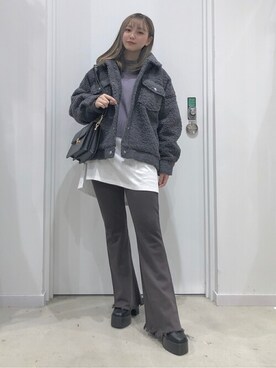 「ショート丈トップス」｜「アイテム（ミリタリージャケット）」を使った、WEGOさん（レディース・154cm）の秋コーディネート