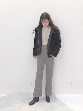 「ショート丈トップス」｜「アイテム（ミリタリージャケット）」を使った、WEGOさん（レディース・164cm）の秋コーディネート