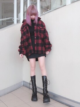 「リブニット」｜「アイテム（ミリタリージャケット）」を使った、WEGOさん（レディース・158cm）の秋コーディネート