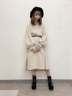 「WEGO（ウィゴー）のアイテム（シャツワンピース）」を使った、WEGOさん（レディース・156cm）の秋コーディネート