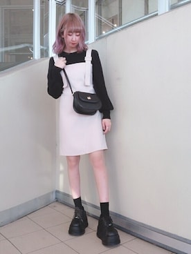 「WEGO（ウィゴー）のアイテム（ジャンパースカート）」を使った、WEGOさん（レディース・158cm）の秋コーディネート