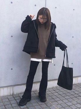 「WEGO（ウィゴー）のアイテム（ムートンコート）」を使った、WEGOさん（レディース・154cm）の冬コーディネート