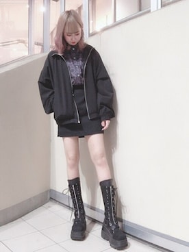 「ビッグシャツ」｜「アイテム（ジャケット/アウター）」を使った、WEGOさん（レディース・158cm）の冬コーディネート