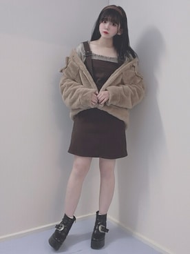 「WEGO（ウィゴー）のアイテム（ジャンパースカート）」を使った、WEGOさん（レディース・160cm）の冬コーディネート