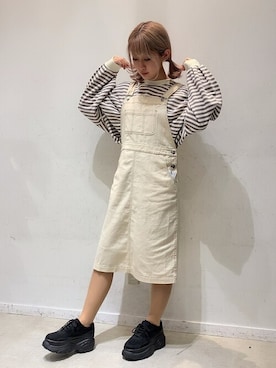 「WEGO（ウィゴー）のアイテム（ジャンパースカート）」を使った、WEGOさん（レディース・158cm）の冬コーディネート