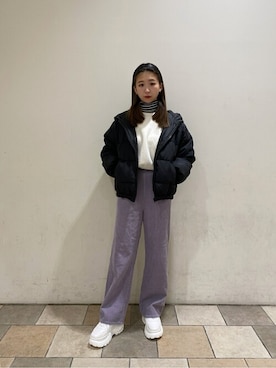 「コーディネート」｜「アイテム（ダウンジャケット/コート）」を使った、WEGOさん（レディース・154cm）の冬コーディネート