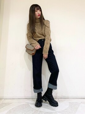 「WC（ダブル シー）のアイテム（ニット/セーター）」を使った、WEGOさん（レディース・161cm）の冬コーディネート
