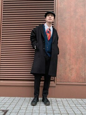 「WEGO（ウィゴー）のアイテム（チェスターコート）」を使った、WEGOさん（メンズ・168cm）の冬コーディネート