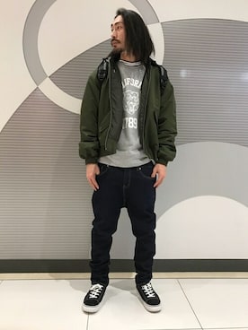 「WEGO（ウィゴー）のアイテム（MA-1）」を使った、WEGOさん（メンズ・175cm）の冬コーディネート
