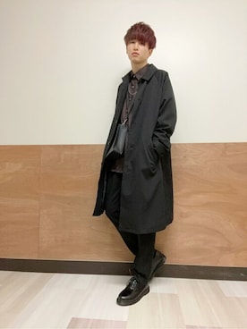 「WEGO（ウィゴー）のアイテム（ステンカラーコート）」を使った、WEGOさん（メンズ・178cm）の冬コーディネート