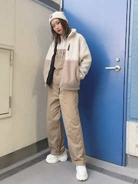 「ニットキャップ」｜「アイテム（オールインワン・サロペット）」を使った、WEGOさん（レディース・160cm）の冬コーディネート