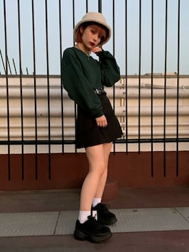 「WEGO（ウィゴー）のWEGO/リバーシブルファーボアバケットハット（ハット）」を使った、WEGOさん（レディース・157cm）の冬コーディネート