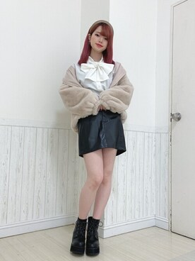 「ファーアウター」｜「アイテム（ブルゾン）」を使った、WEGOさん（レディース・165cm）の冬コーディネート