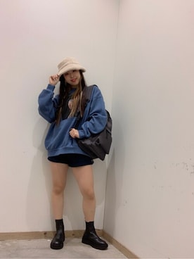 「WEGO（ウィゴー）のWEGO/リバーシブルファーボアバケットハット（ハット）」を使った、WEGOさん（レディース・160cm）の冬コーディネート