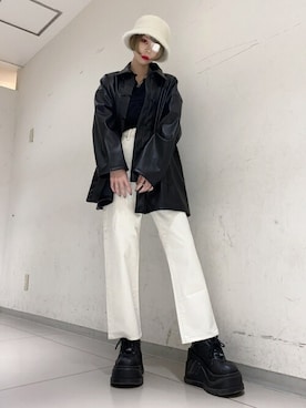 「WEGO（ウィゴー）のアイテム（ライダースジャケット）」を使った、WEGOさん（レディース・155cm）の冬コーディネート