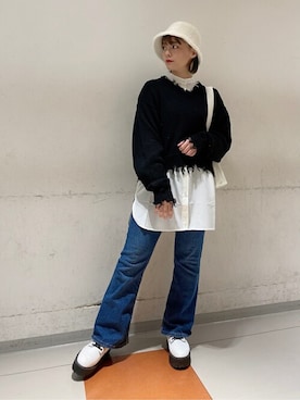 「WC（ダブル シー）のアイテム（ニット/セーター）」を使った、WEGOさん（レディース・155cm）の冬コーディネート