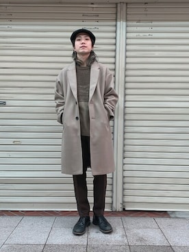 「WEGO（ウィゴー）のアイテム（チェスターコート）」を使った、WEGOさん（メンズ・168cm）の冬コーディネート