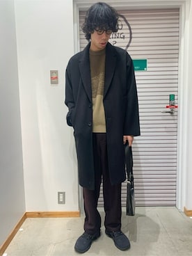 「WEGO（ウィゴー）のアイテム（チェスターコート）」を使った、WEGOさん（メンズ・180cm）の冬コーディネート