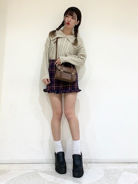 「WC（ダブル シー）のアイテム（ニット/セーター）」を使った、WEGOさん（レディース・161cm）の冬コーディネート