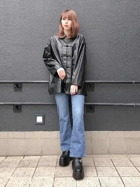 「WEGO（ウィゴー）のアイテム（ライダースジャケット）」を使った、WEGOさん（レディース・162cm）の冬コーディネート