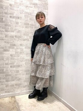 「オープンショルダー」｜「アイテム（ブーツ）」を使った、WEGOさん（レディース・154cm）の冬コーディネート