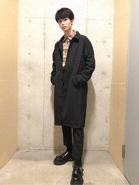 「WEGO（ウィゴー）のアイテム（ステンカラーコート）」を使った、WEGOさん（レディース・176cm）の冬コーディネート