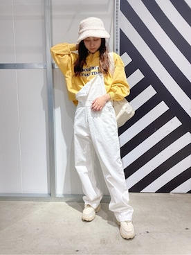 「WEGO（ウィゴー）のWEGO/リバーシブルファーボアバケットハット（ハット）」を使った、WEGOさん（レディース・158cm）の冬コーディネート