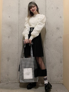 「WEGO（ウィゴー）のWEGO/リボンロゴトート（トートバッグ）」を使った、WEGOさん（レディース・155cm）の冬コーディネート