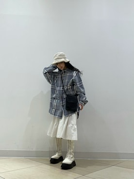 「WEGO（ウィゴー）のWEGO/リバーシブルファーボアバケットハット（ハット）」を使った、WEGOさん（レディース・151cm）の冬コーディネート