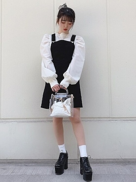 「WEGO（ウィゴー）のアイテム（ジャンパースカート）」を使った、WEGOさん（レディース・153cm）の春コーディネート