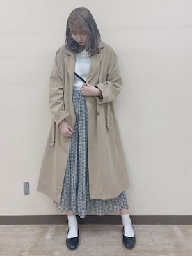 「WEGO（ウィゴー）のアイテム（ステンカラーコート）」を使った、WEGOさん（レディース・165cm）の春コーディネート