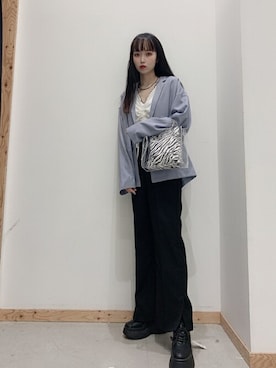 「リブT」｜「アイテム（ジャケット/アウター）」を使った、WEGOさん（レディース・159cm）の春コーディネート