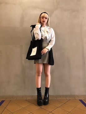 「WEGO（ウィゴー）のWEGO/リボンロゴトート（トートバッグ）」を使った、WEGOさん（レディース・157cm）の春コーディネート