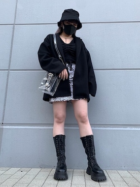 「リブT」｜「アイテム（ジャケット/アウター）」を使った、WEGOさん（レディース・154cm）の春コーディネート