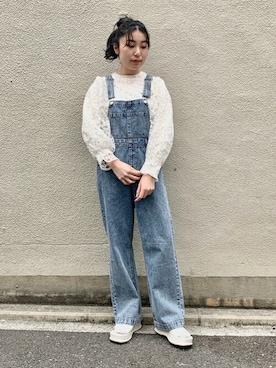 「春めきシューズ」｜「アイテム（オールインワン・サロペット）」を使った、WEGOさん（レディース・158cm）の春コーディネート