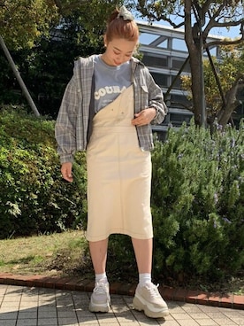 「WEGO（ウィゴー）のアイテム（ジャンパースカート）」を使った、WEGOさん（レディース・163cm）の春コーディネート